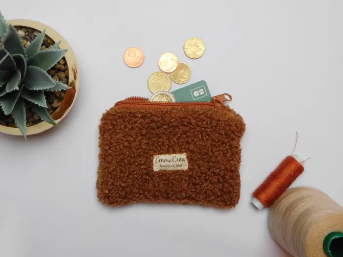 Pochette Ambre - tissu bouclette caramel